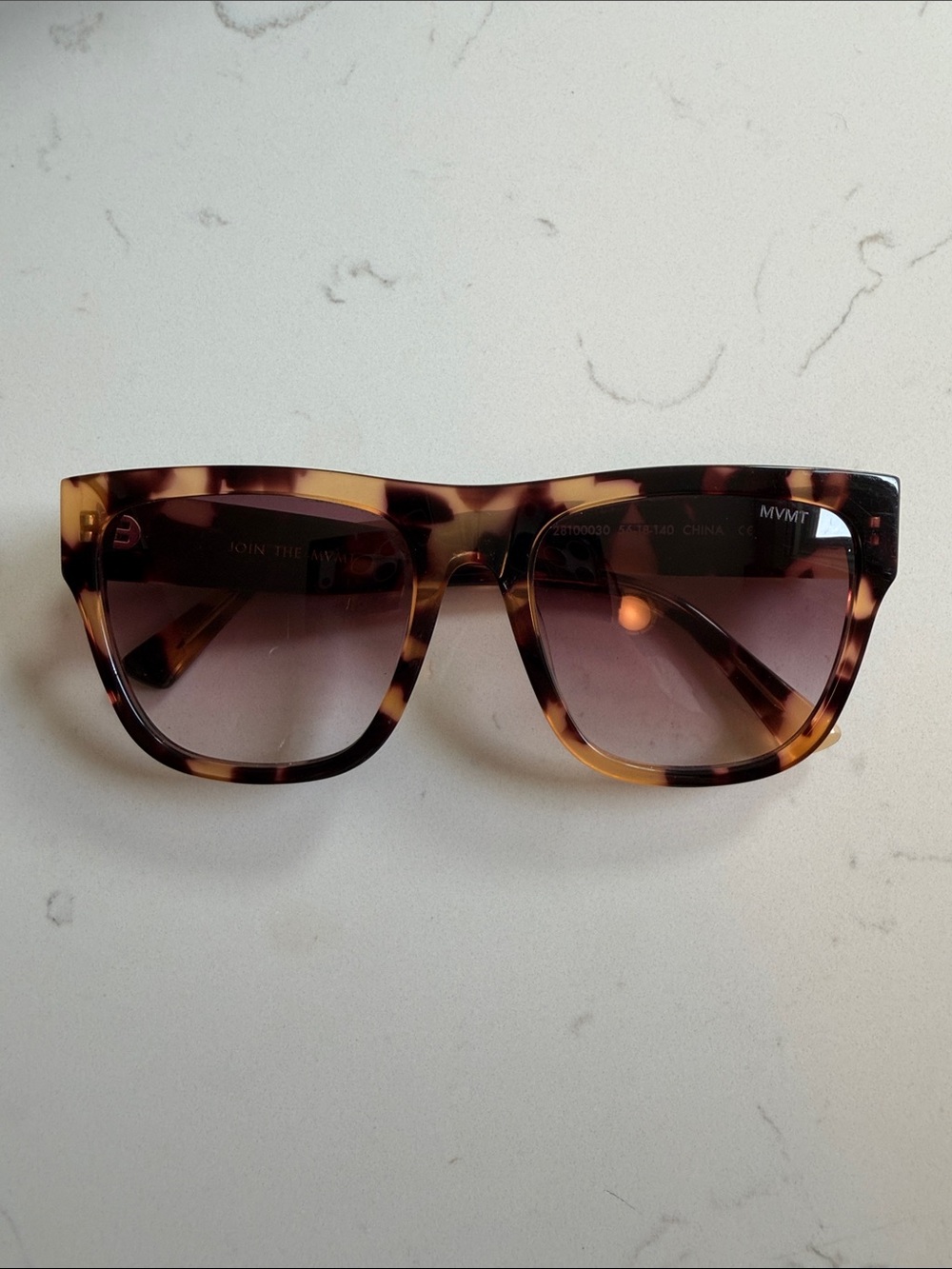 MVMT Tortoiseshell Square Sunglasses with Brown Gradient Lenses